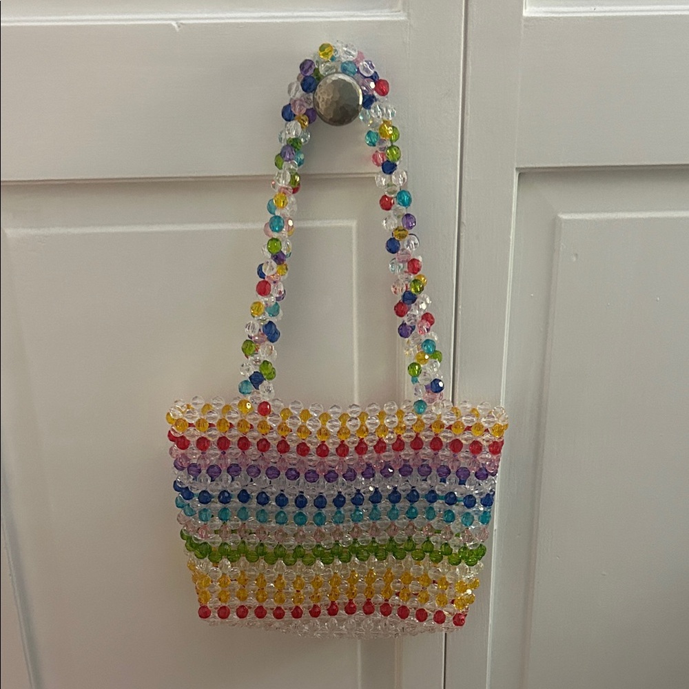 Susan Alexandra bag purse red pink blue green clear beaded